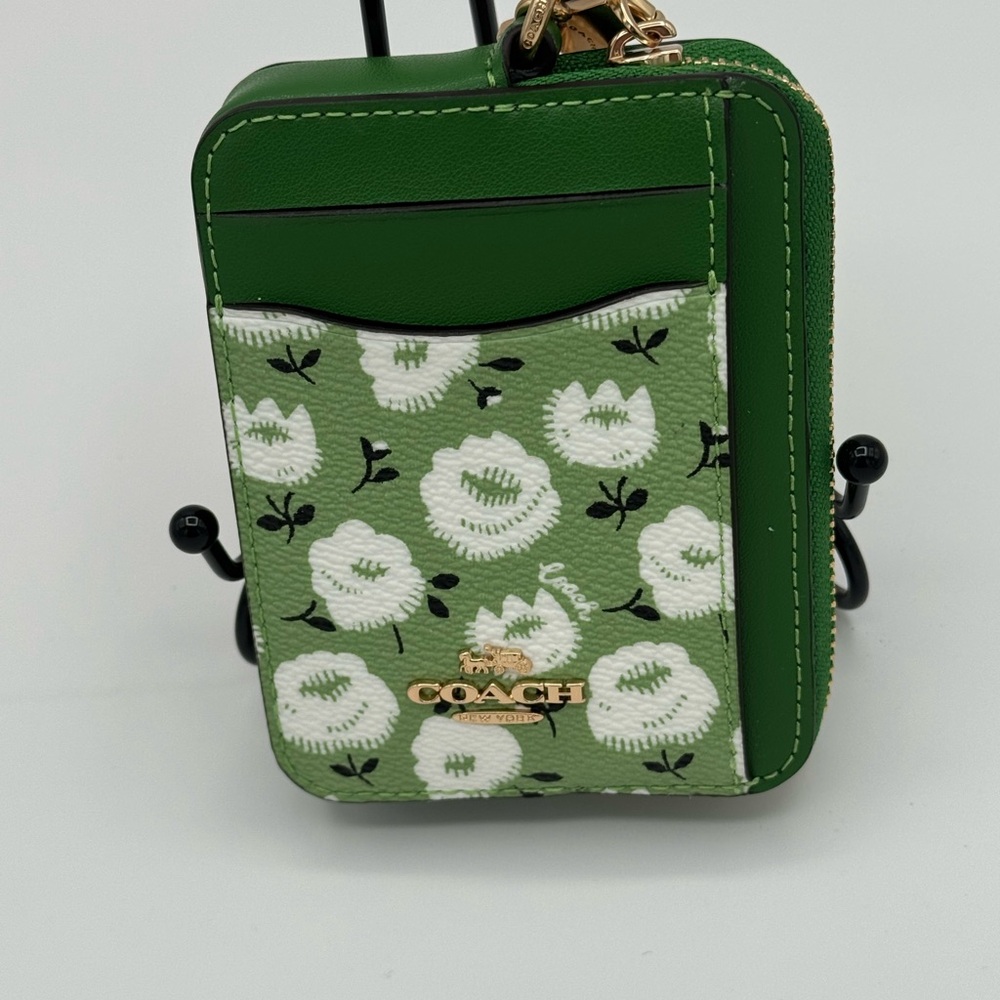 Coach Green Zip Card Case